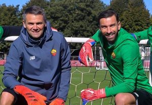 Nuno Santos and Rui Patricio of AS Roma
