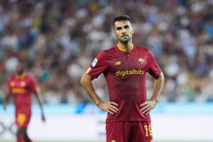 Roma's Zeki Celik looks on dejected during their loss to Udinese.