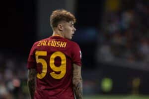 UDINE, ITALY - SEPTEMBER 04: Nicola Zalewski of AS Roma looks on during the Serie A match between Udinese Calcio and AS Roma at Dacia Arena on September 04, 2022 in Udine, Italy. (Photo by Emmanuele Ciancaglini/Getty Images)