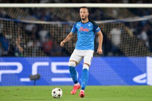 NAPLES, ITALY - SEPTEMBER 07: Amir Rrahmani of SSC Napoli during the UEFA Champions League group A match between SSC Napoli and Liverpool FC at Stadio Diego Armando Maradona on September 07, 2022 in Naples, Italy. (Photo by Francesco Pecoraro/Getty Images)