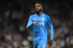LONDON, ENGLAND - SEPTEMBER 07: Gerson of Marseille looks on during the UEFA Champions League group D match between Tottenham Hotspur and Olympique Marseille at Tottenham Hotspur Stadium on September 07, 2022 in London, England. (Photo by Mike Hewitt/Getty Images)