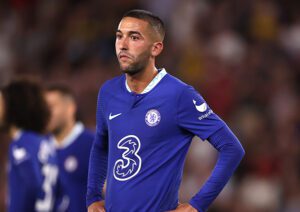 Hakim Ziyech of Chelsea looks on dejected.