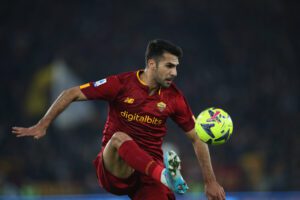 ROME, ITALY - JANUARY 04: Zeki Celik of AS Roma in action during the Serie A match between AS Roma and Bologna FC at Stadio Olimpico on January 4, 2023 in Rome, Italy. (Photo by Paolo Bruno/Getty Images)