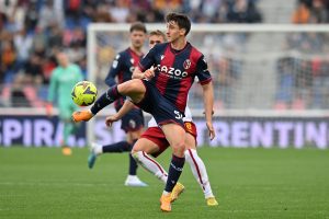 BOLOGNA, ITALY - MAY 14: Andrea Cambiaso of Bologna FC during the Serie A match between Bologna FC and AS Roma at Stadio Renato Dall'Ara on May 14, 2023 in Bologna, Italy. (Photo by Alessandro Sabattini/Getty Images)